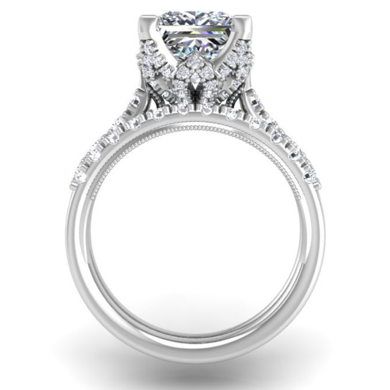 Ben Garelick Astra Galactic White Gold 3-Carat Head Princess Diamond Engagement Ring 