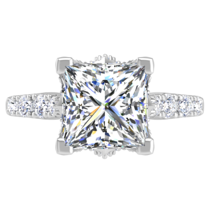 Ben Garelick Astra Galactic White Gold 3-Carat Head Princess Diamond Engagement Ring 