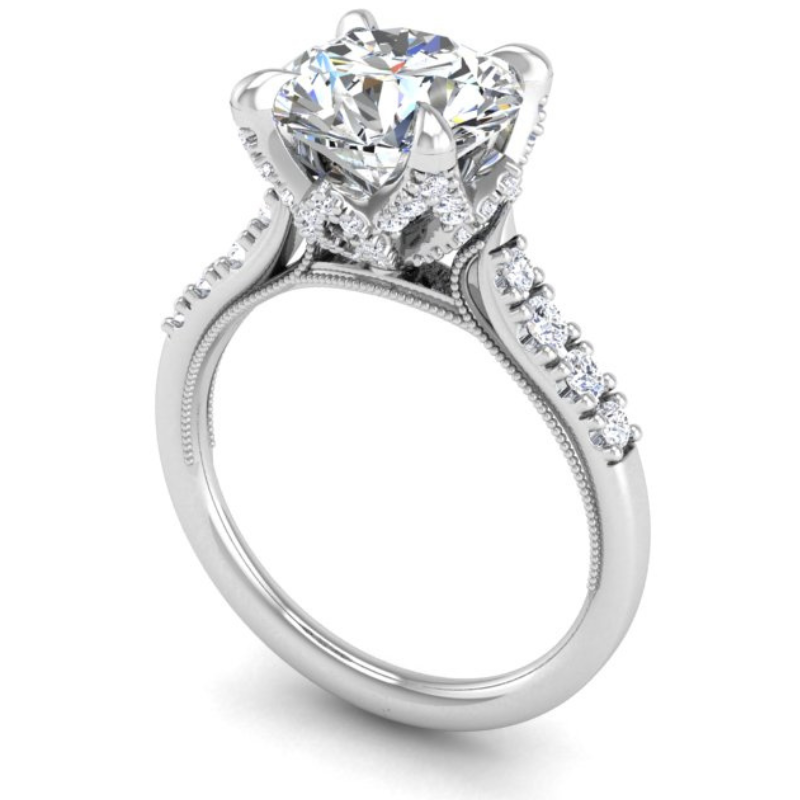 Ben Garelick Astra Galactic White Gold 3-Carat Head Round Diamond Engagement Ring