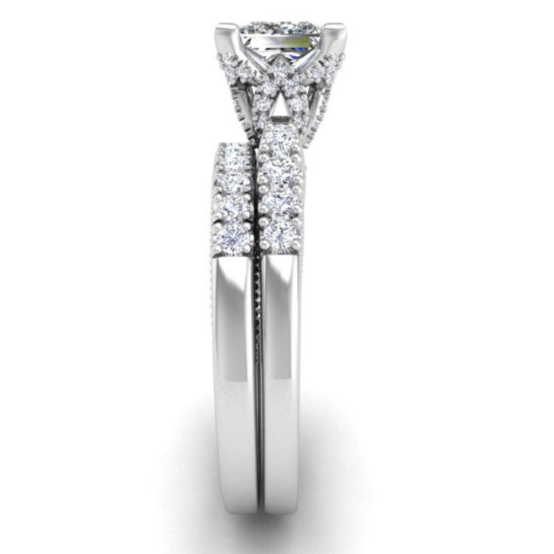 Ben Garelick Astra Galactic White Gold 1-Carat Head Princess Diamond Engagement Ring  Set