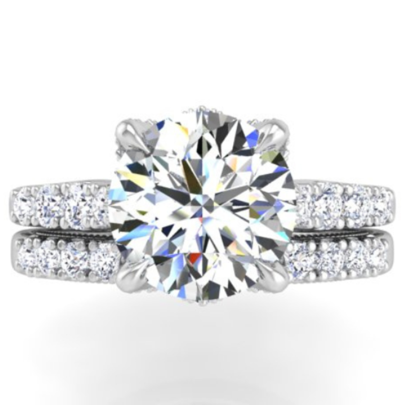 Ben Garelick Astra Galactic White Gold Head Round Diamond Engagement Ring Set