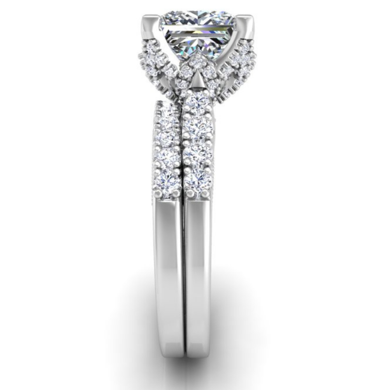 Ben Garelick Astra Galactic White Gold 2-Carat Head Princess Diamond Engagement Ring  Set