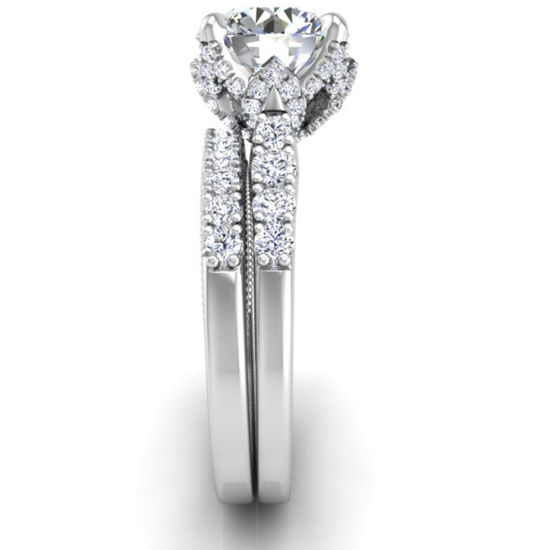 Ben Garelick Astra Galactic White Gold Head Round Diamond Engagement Ring Set