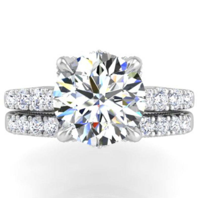 Ben Garelick Astra Galactic White Gold Head Round Diamond Engagement Ring Set