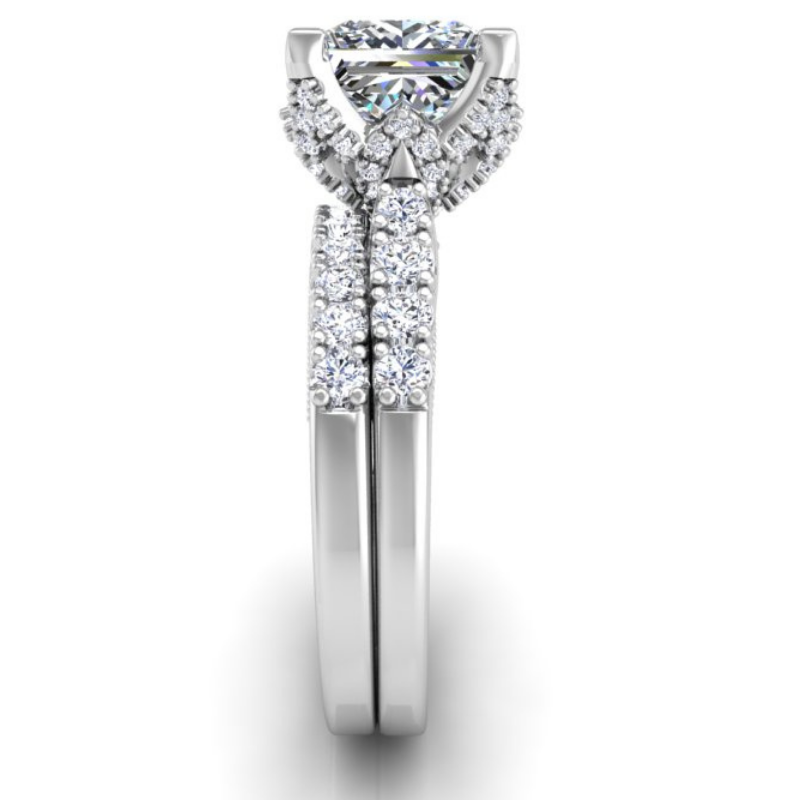Ben Garelick Astra Galactic White Gold 3-Carat Head Princess Diamond Engagement Ring  Set