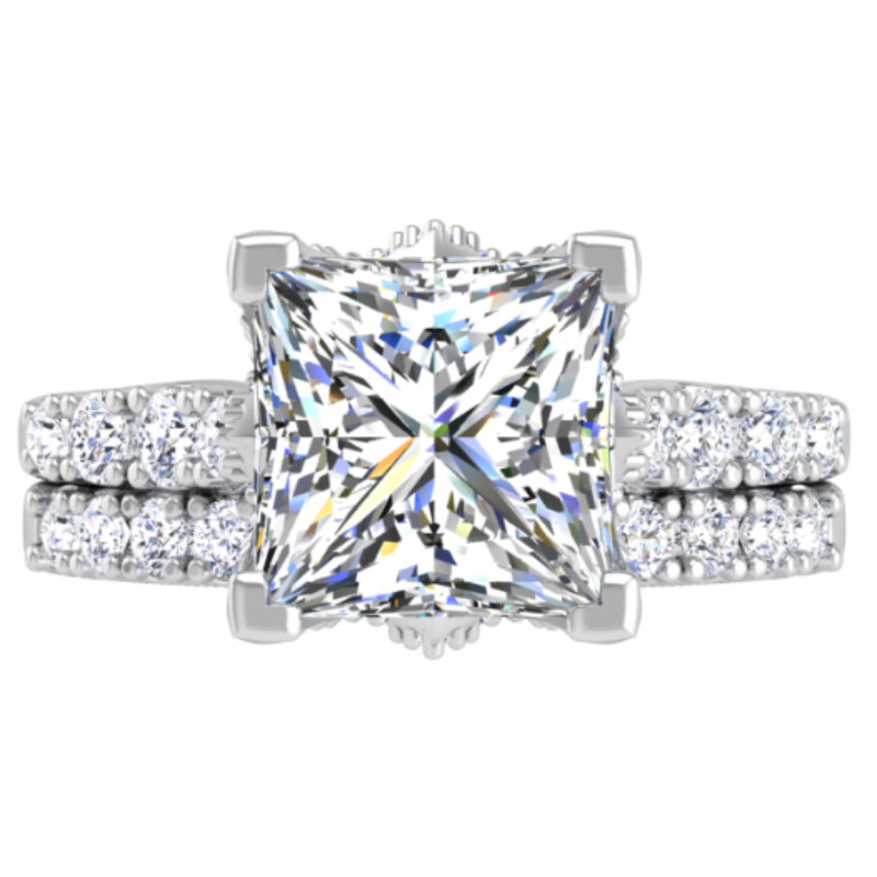 Ben Garelick Astra Galactic White Gold 3-Carat Head Princess Diamond Engagement Ring  Set