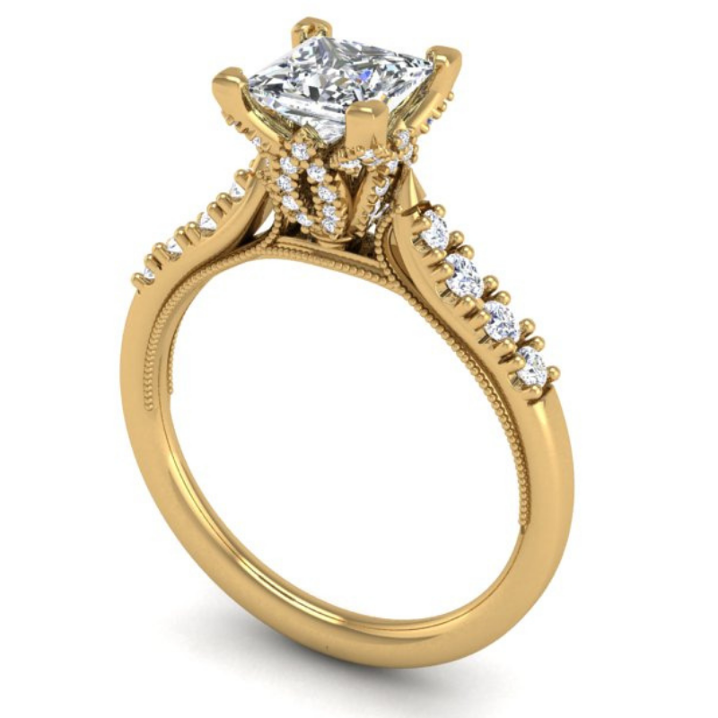 Ben Garelick Astra Galactic Yellow Gold 1-Carat Head Princess Diamond Engagement Ring 