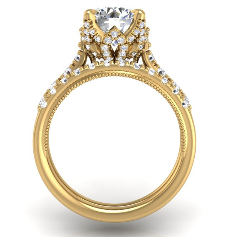 Ben Garelick Astra Galactic Yellow Gold Head Round Diamond Engagement Ring 