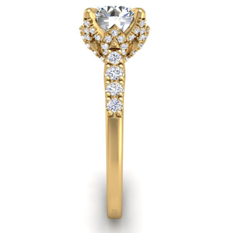 Ben Garelick Astra Galactic Yellow Gold Head Round Diamond Engagement Ring 