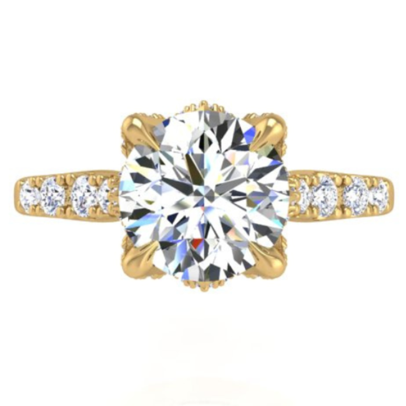 Ben Garelick Astra Galactic Yellow Gold Head Round Diamond Engagement Ring 