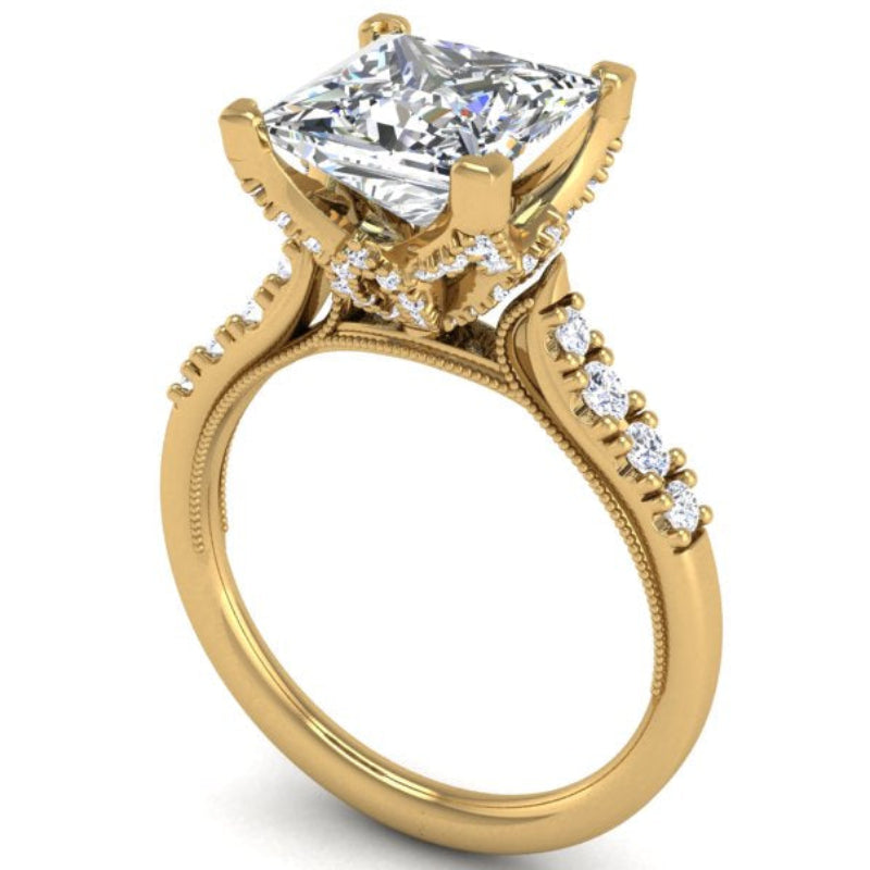 Ben Garelick Astra Galactic Yellow Gold 3-Carat Princess Cut Diamond Engagement Ring 3D