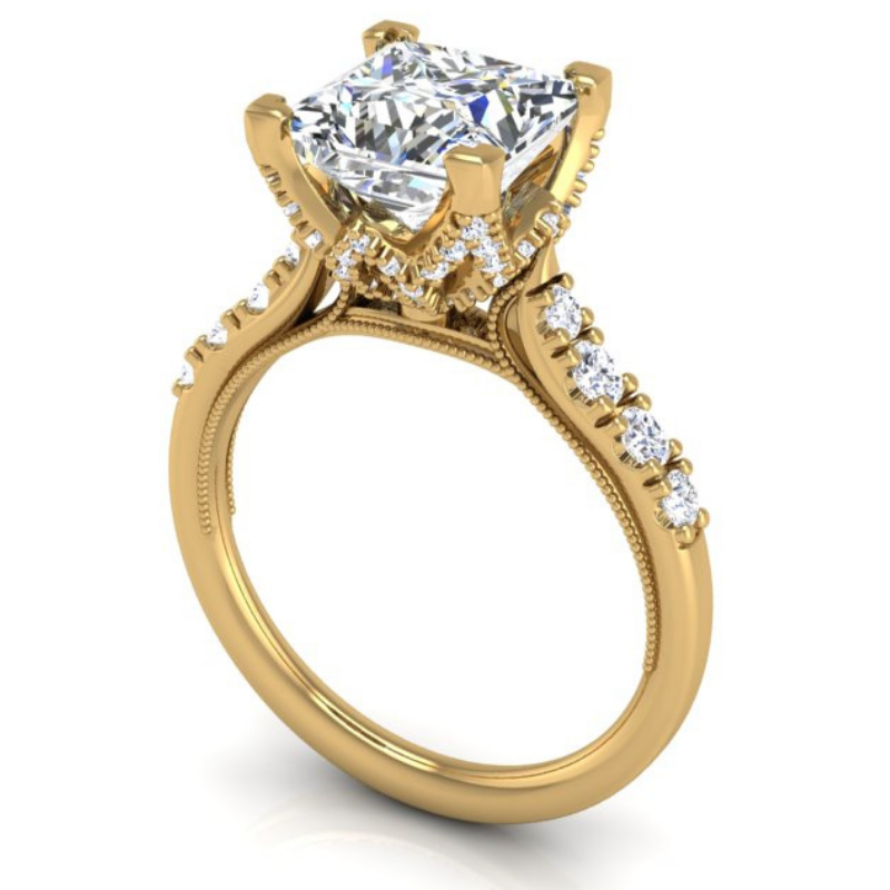 Ben Garelick Astra Galactic Yellow Gold 3-Carat Head Princess Diamond Engagement Ring 