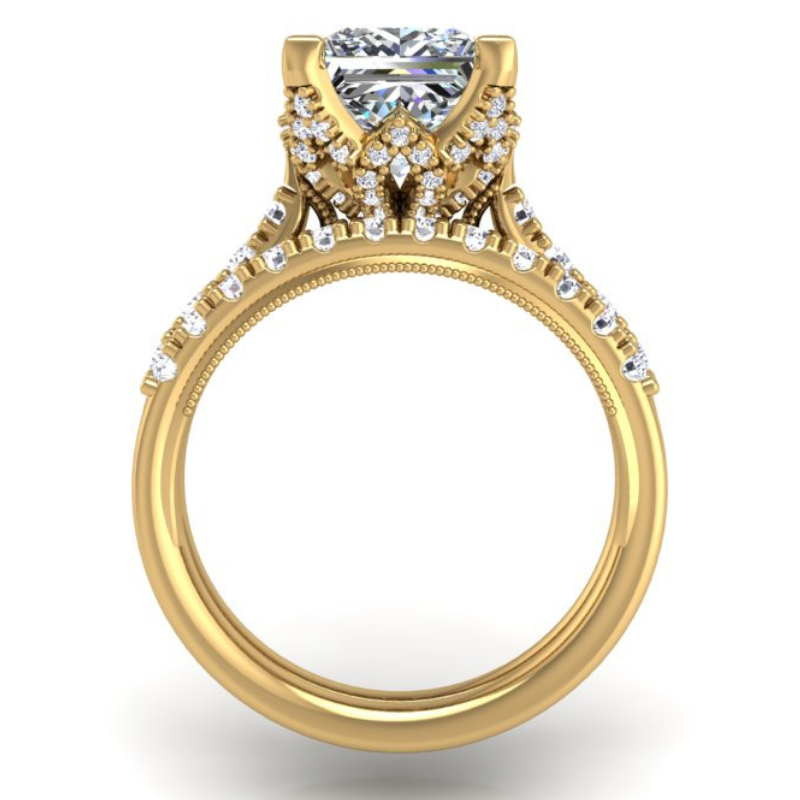 Ben Garelick Astra Galactic Yellow Gold 3-Carat Head Princess Diamond Engagement Ring 