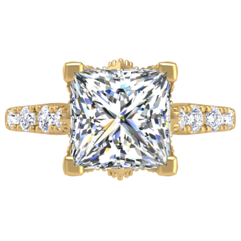 Ben Garelick Astra Galactic Yellow Gold 3-Carat Head Princess Diamond Engagement Ring 