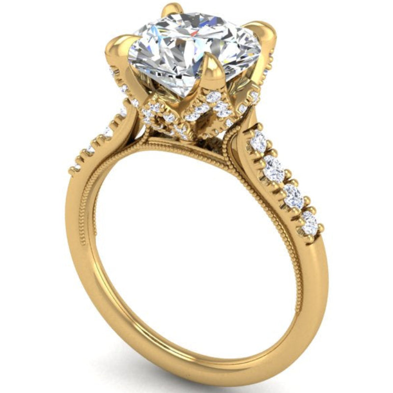 Ben Garelick Astra Galactic Yellow Gold 3-Carat Head Round Diamond Engagement Ring 3D 