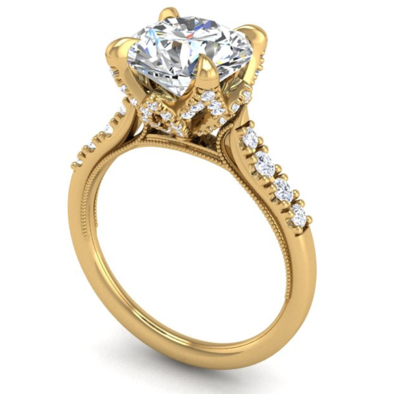 Ben Garelick Astra Galactic Yellow Gold 3-Carat Head Round Diamond Engagement Ring 