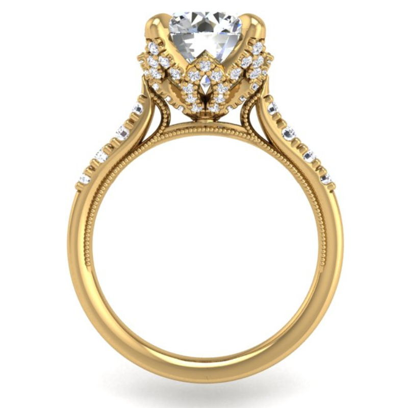 Ben Garelick Astra Galactic Yellow Gold 3-Carat Head Round Diamond Engagement Ring 