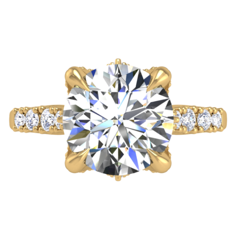 Ben Garelick Astra Galactic Yellow Gold  3-Carat Head Round Diamond Engagement Ring 