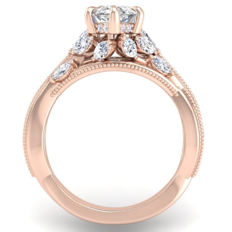 Ben Garelick Bellatrix 2.00 Carat Marquise Diamond Rose Gold Crown Engagement Ring Front