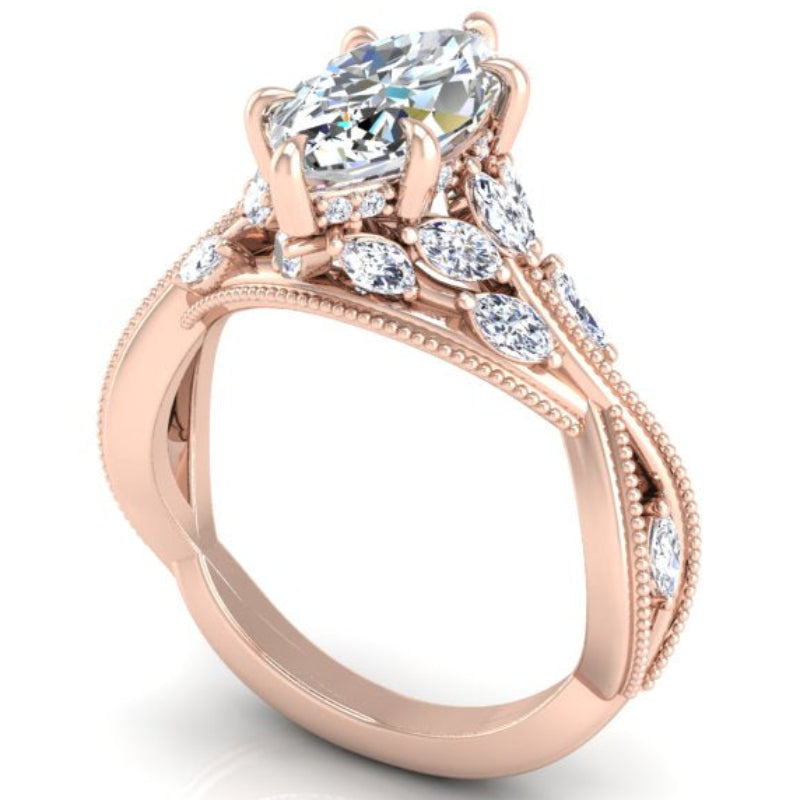 Ben Garelick Bellatrix 2.00 Carat Marquise Diamond Rose Gold Crown Engagement Ring 3D