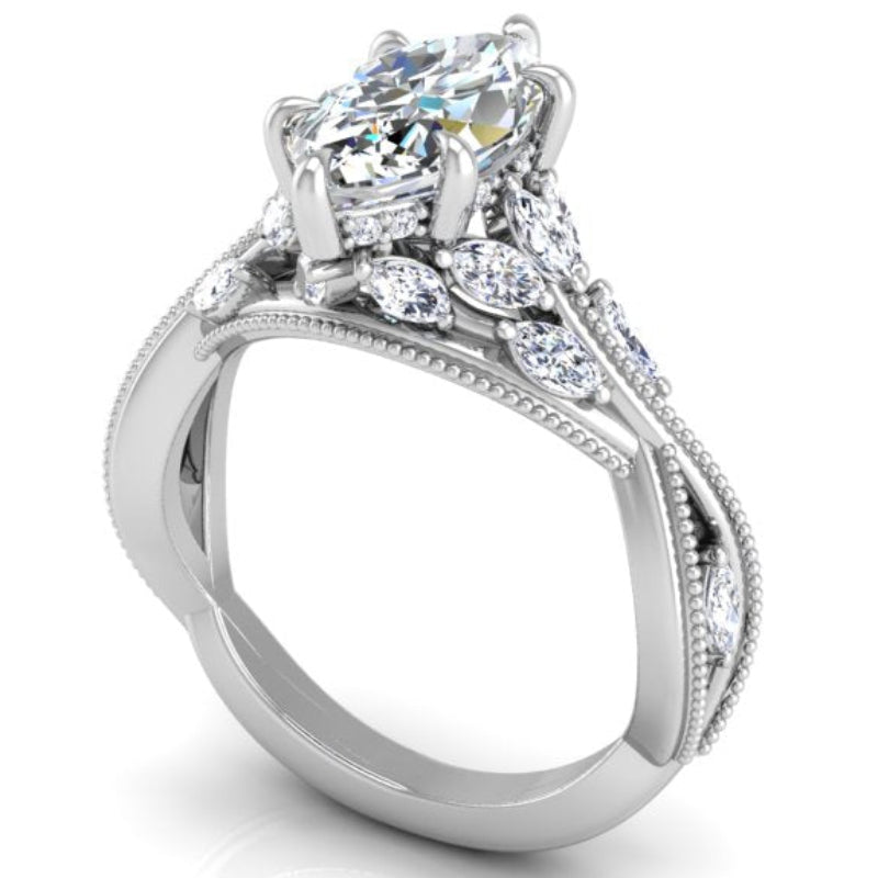 Ben Garelick Bellatrix 2.00 Carat Marquise Diamond White Gold Crown Engagement Ring 3D
