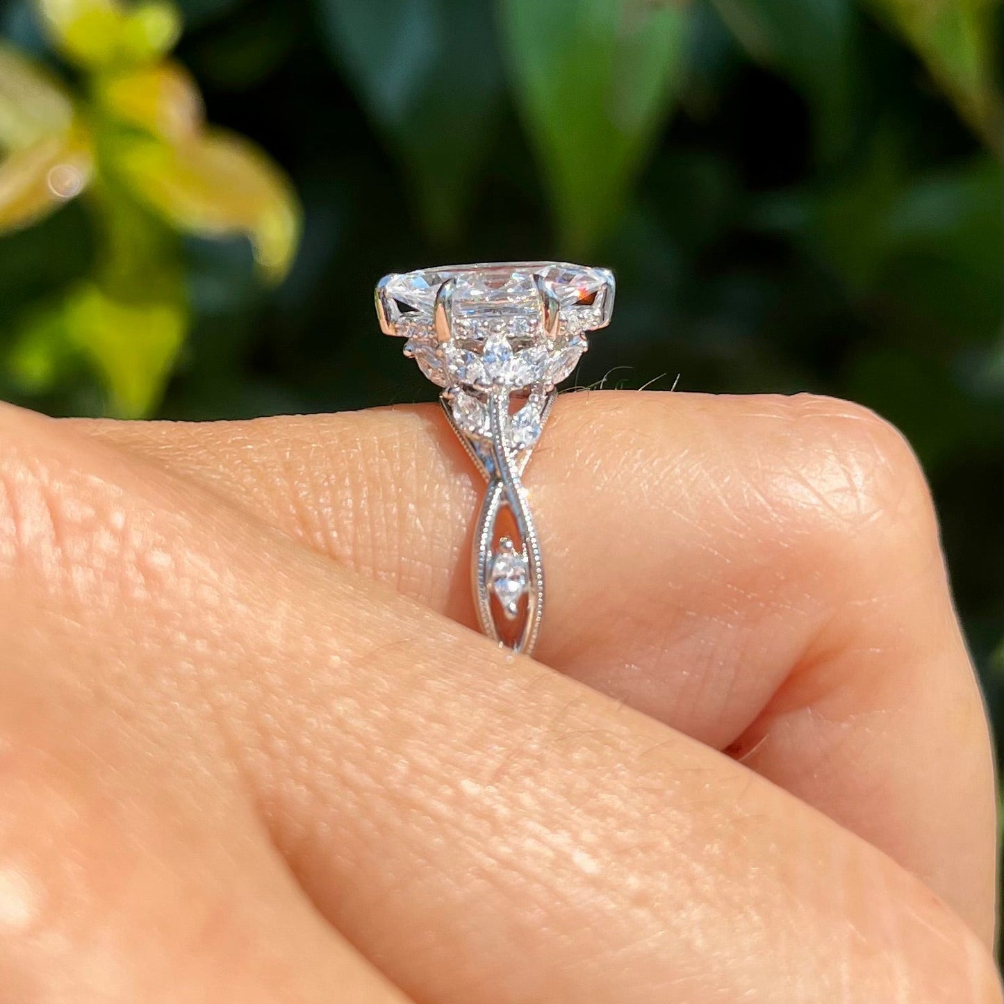 Ben Garelick Bellatrix 2.00 Carat Marquise Diamond White Gold Crown Engagement Ring On Hand