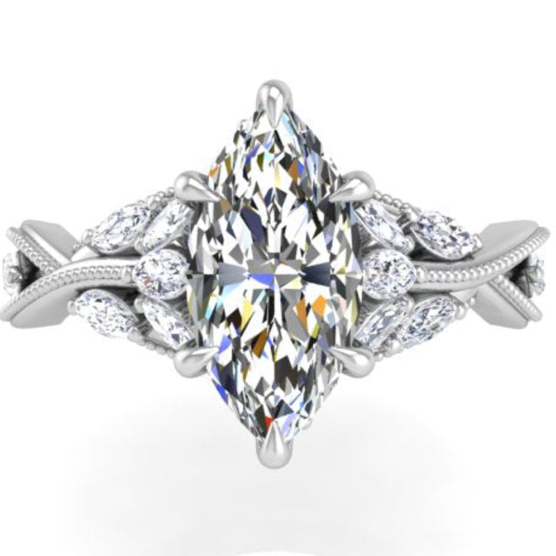 Ben Garelick Bellatrix 2.00 Carat Marquise Diamond White Gold Crown Engagement Ring Top