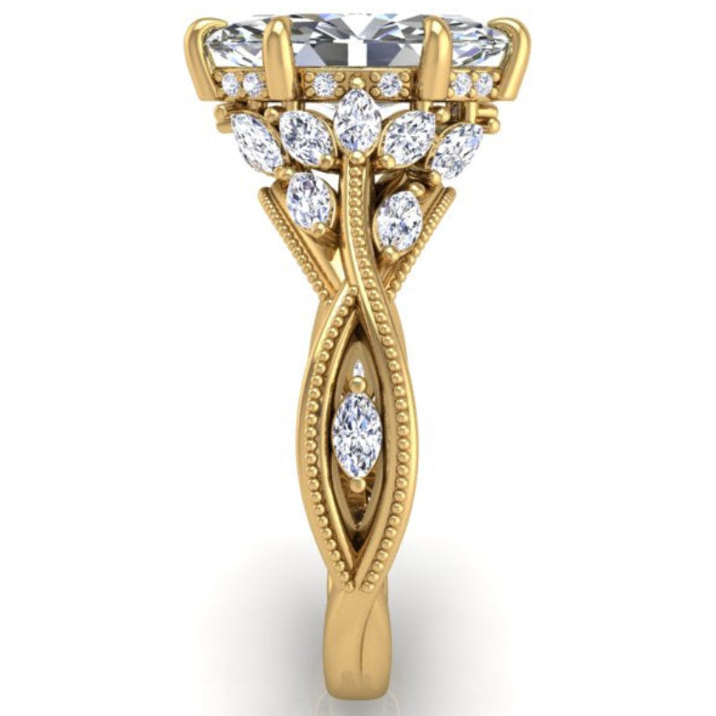 Ben Garelick Bellatrix 2.00 Carat Marquise Diamond Yellow Gold Crown Engagement Ring Right