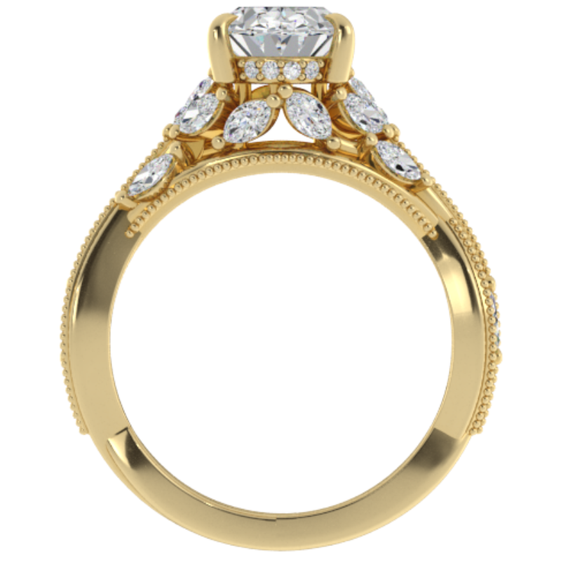 Ben Garelick Bellatrix 2.00 Carat Oval Diamond Yellow Gold Crown Engagement Ring Front