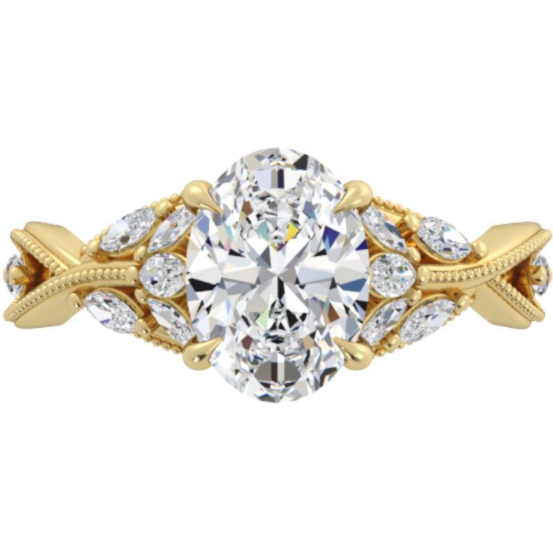 Ben Garelick Bellatrix 2.00 Carat Oval Diamond Yellow Gold Crown Engagement Ring Top