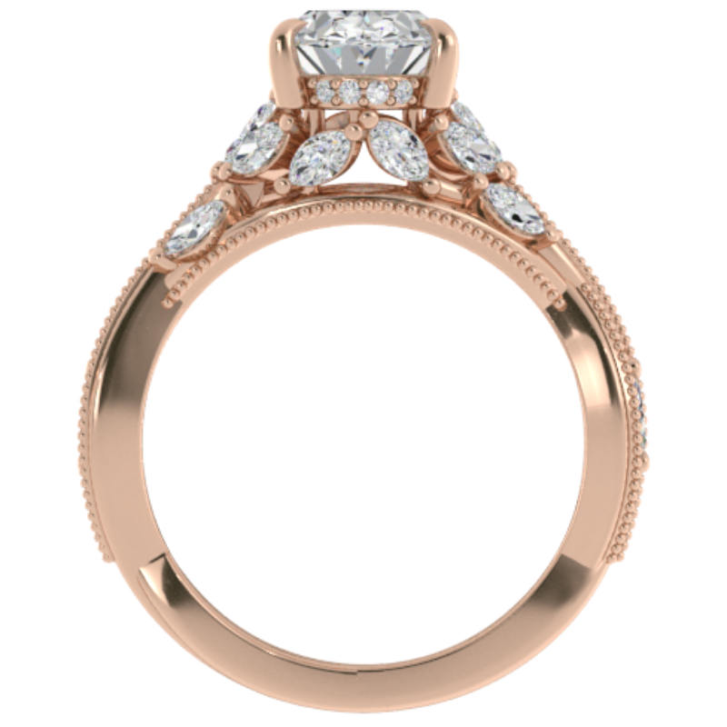 Ben Garelick Bellatrix 2.00 Carat Oval Diamond Rose Gold Crown Engagement Ring Front