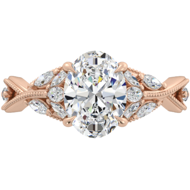 Ben Garelick Bellatrix 2.00 Carat Oval Diamond Rose Gold Crown Engagement Ring Front