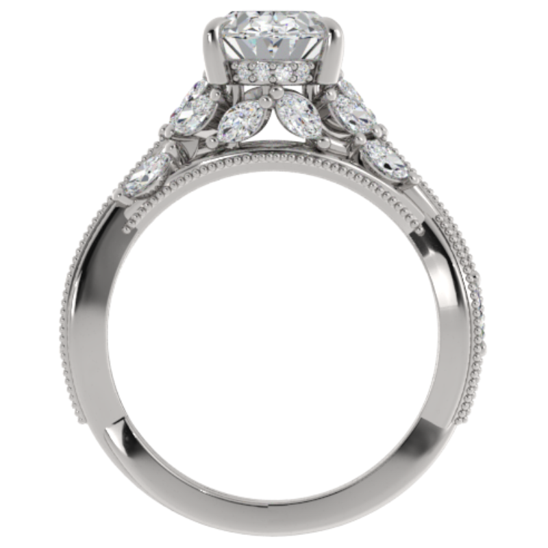 Ben Garelick Bellatrix 2.00 Carat Oval Diamond White Gold Crown Engagement Ring, Front