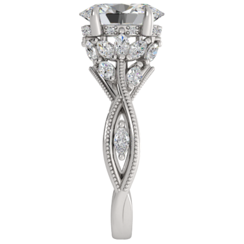 Ben Garelick Bellatrix 2.00 Carat Oval Diamond White Gold Crown Engagement Ring Right