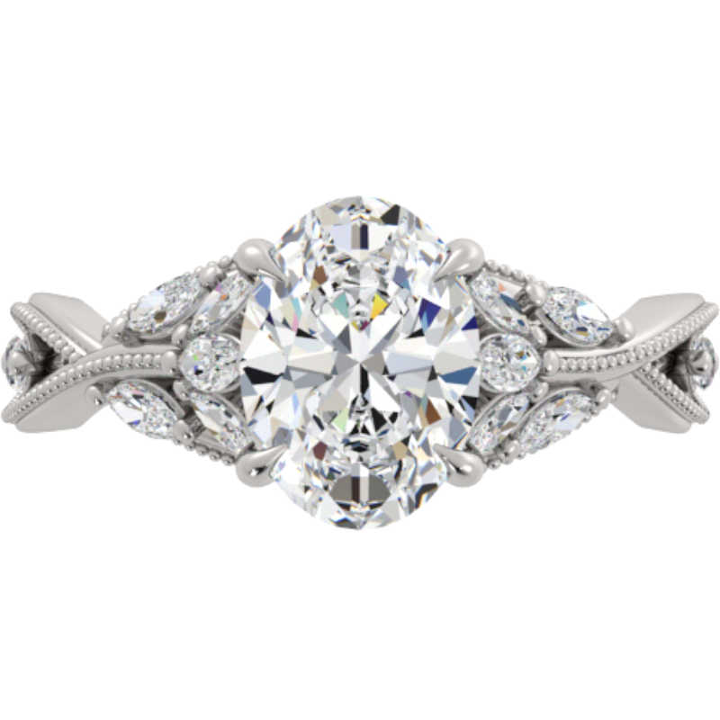 Ben Garelick Bellatrix 2.00 Carat Oval Diamond White Gold Crown Engagement Ring Top