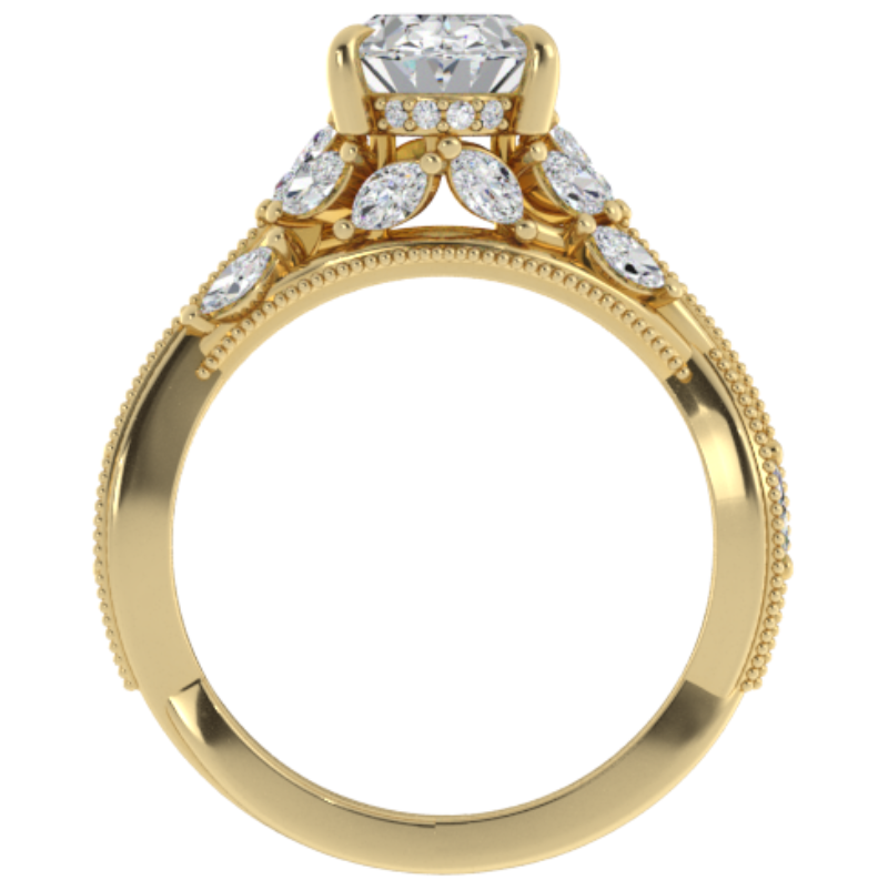 Ben Garelick Bellatrix 2.00 Carat Oval Diamond Yellow Gold Crown Engagement Ring Front