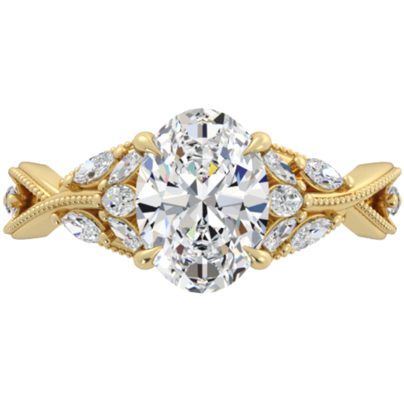 Ben Garelick Bellatrix 2.00 Carat Oval Diamond Yelow Gold Crown Engagement Ring Top