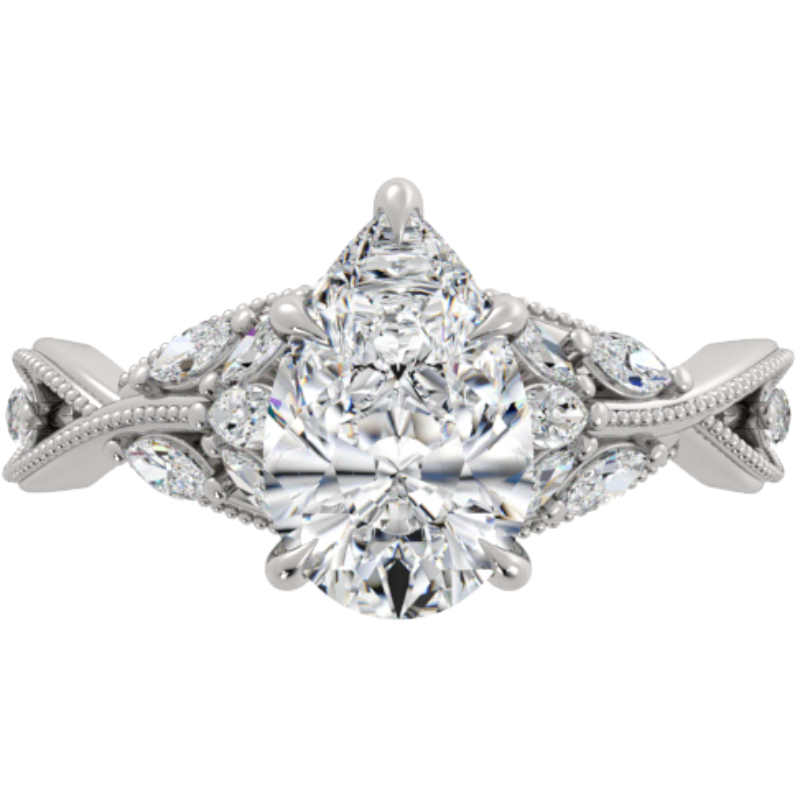 Ben Garelick Bellatrix 2.00 Carat Pear Diamond White Gold Crown Engagement Ring Top