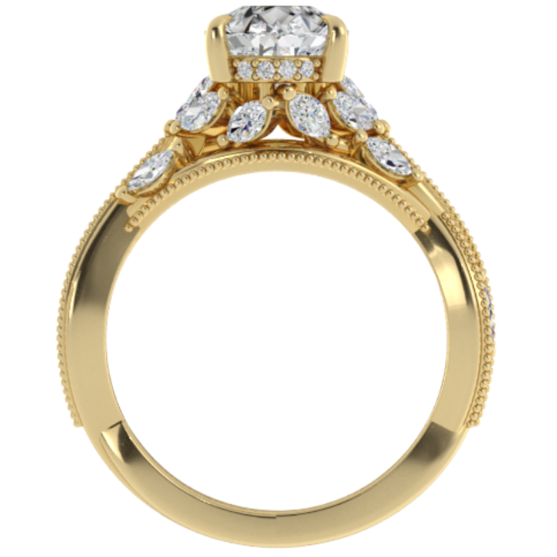 Ben Garelick Bellatrix 2.00 Carat Pear Diamond Yellow Gold Crown Engagement Ring Front