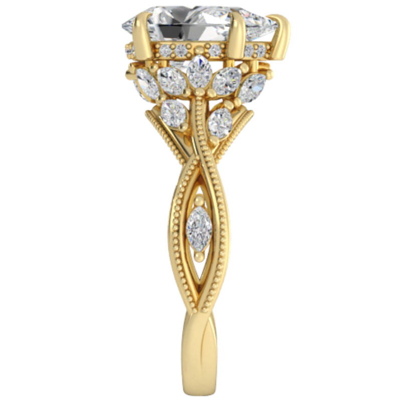 Ben Garelick Bellatrix 2.00 Carat Pear Diamond Yellow Gold Crown Engagement Ring Right