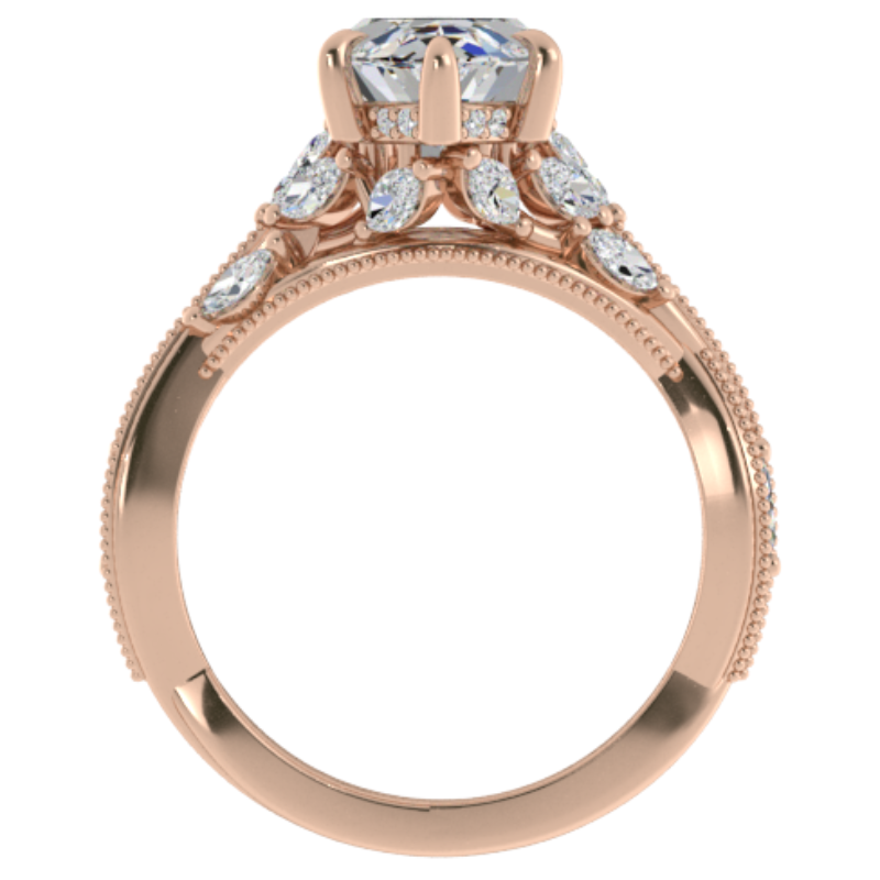 Ben Garelick Bellatrix 3.00 Carat Marquise Diamond Rose Gold Crown Engagement Ring Front