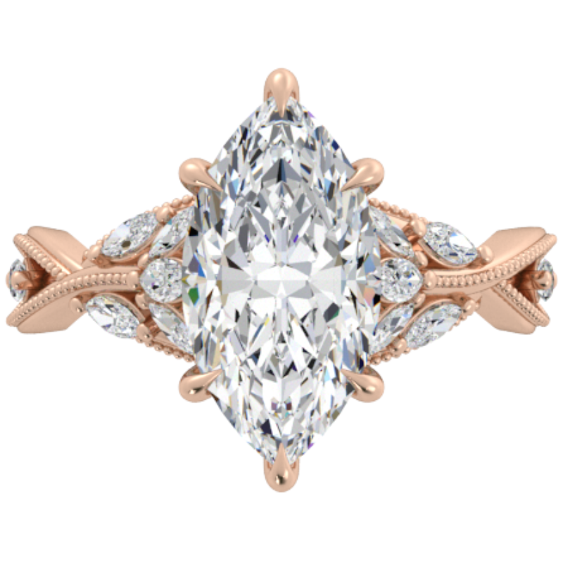 Ben Garelick Bellatrix 3.00 Carat Marquise Diamond Rose Gold Crown Engagement Ring Top