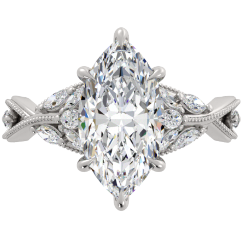 Ben Garelick Bellatrix 3.00 Carat Marquise Diamond White Gold Crown Engagement Ring Top