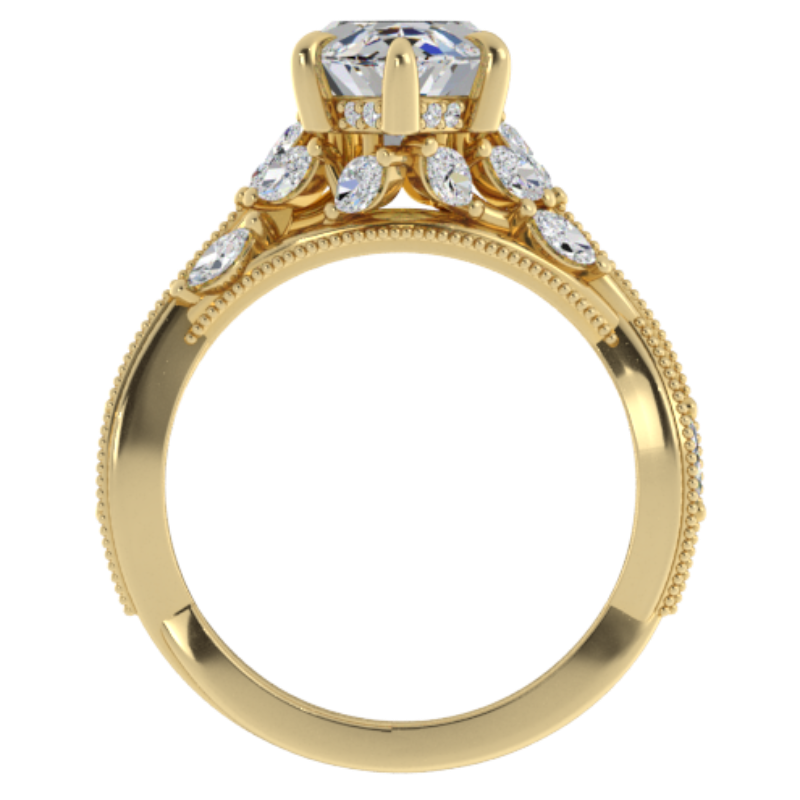 Ben Garelick Bellatrix 3.00 Carat Marquise Diamond Yellow Gold Crown Engagement Ring Front