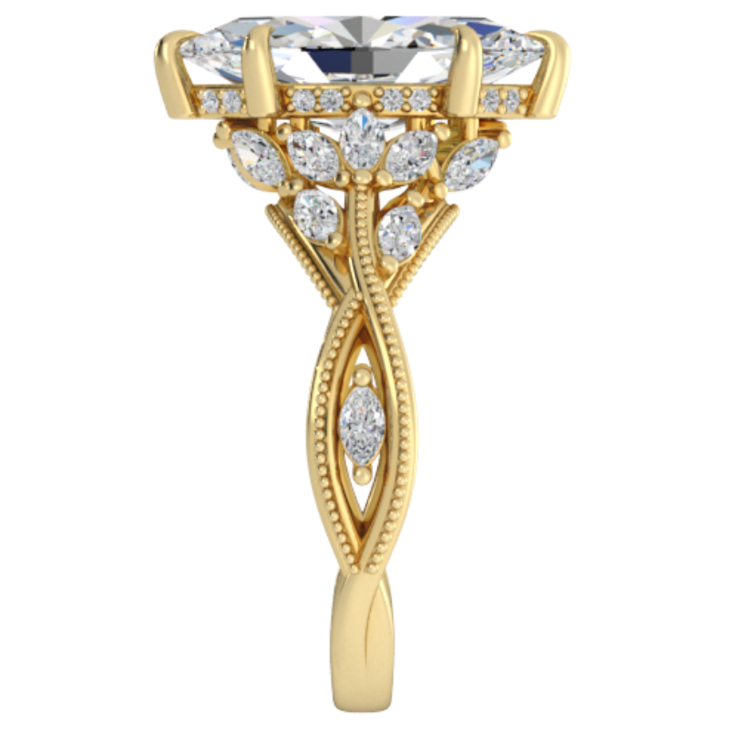 Ben Garelick Bellatrix 3.00 Carat Marquise Diamond Yellow Gold Crown Engagement Ring Right