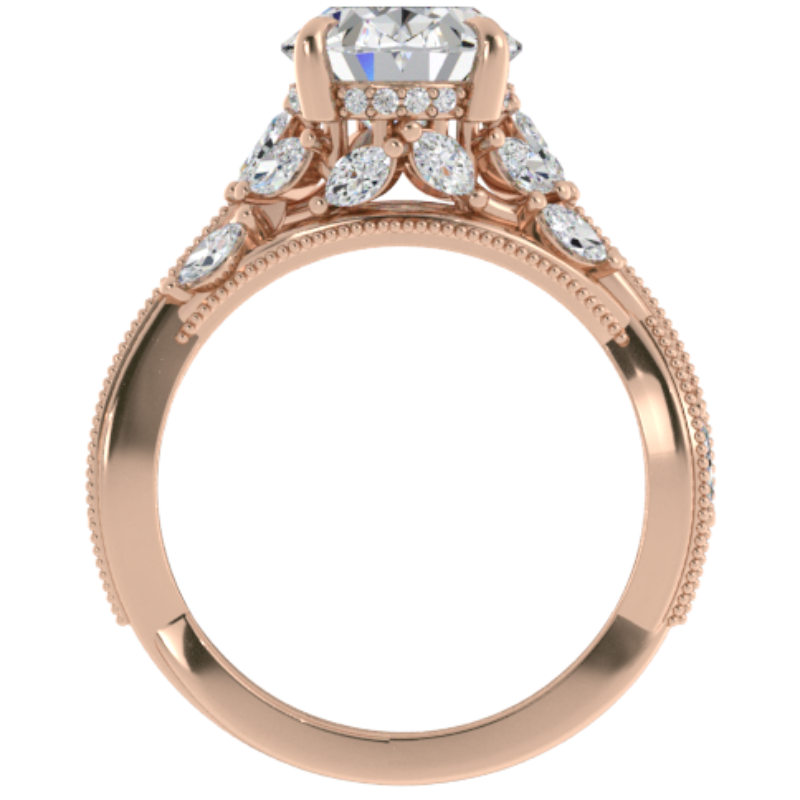 Ben Garelick Bellatrix 3.00 Carat Oval Diamond Rose Gold Crown Engagement Ring Front