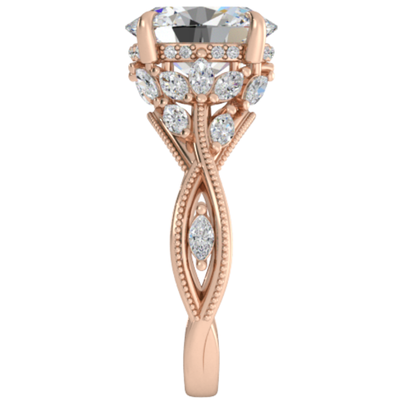 Ben Garelick Bellatrix 3.00 Carat Oval Diamond Rose Gold Crown Engagement Ring Right