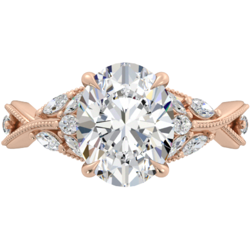 Ben Garelick Bellatrix 3.00 Carat Oval Diamond Rose Gold Crown Engagement Ring Top