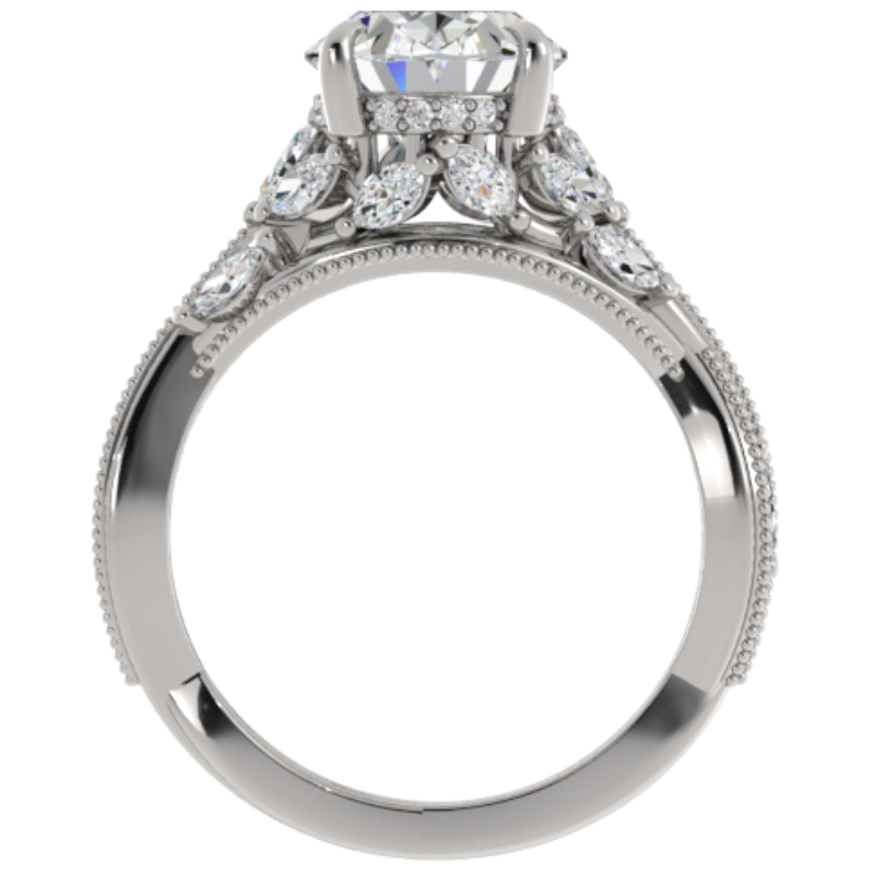 Ben Garelick Bellatrix 3.00 Carat Oval Diamond White Gold Crown Engagement Ring Front
