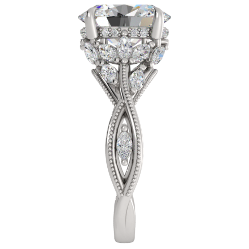 Ben Garelick Bellatrix 3.00 Carat Oval Diamond White Gold Crown Engagement Ring Right